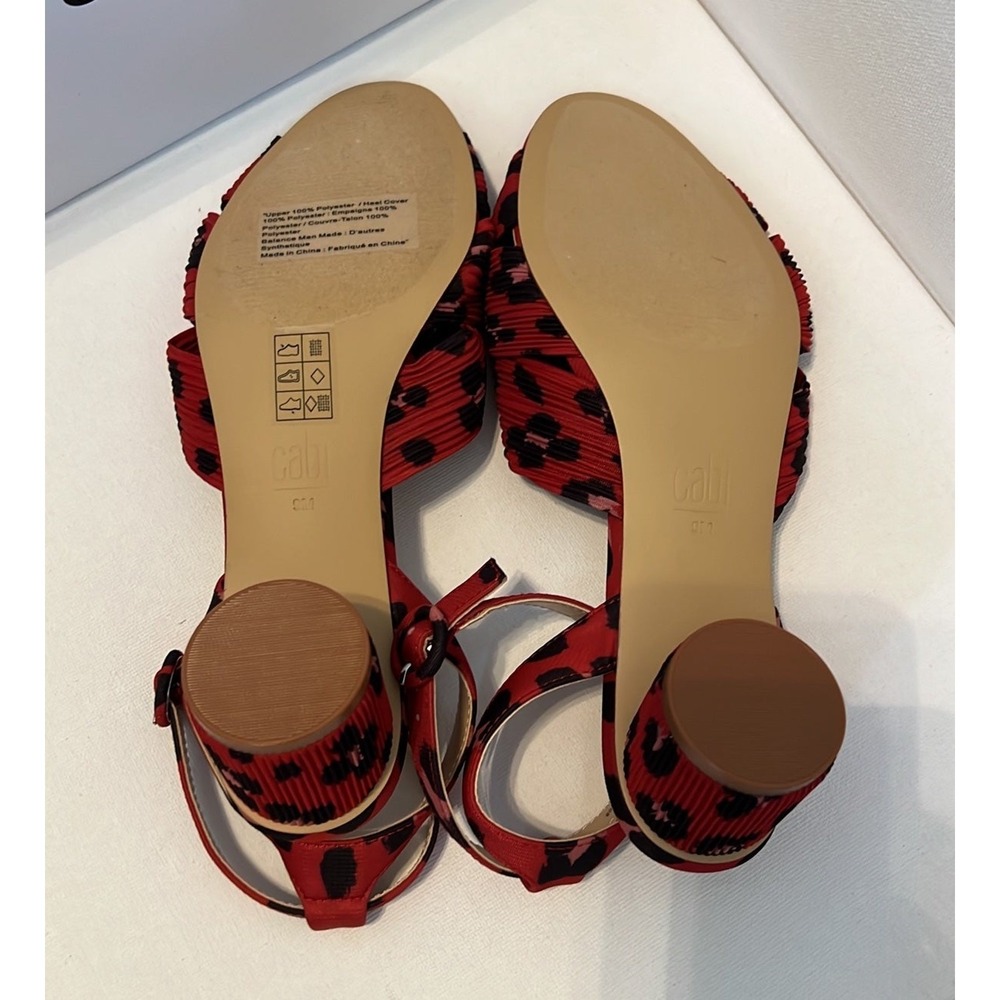 CAbi Red Siren Leopard‎ Print Block Heel Sandals Size 9 - Picture 6 of 6